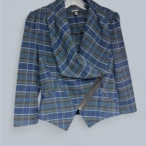 Le Chateau Navy Plaid Women's Blazer